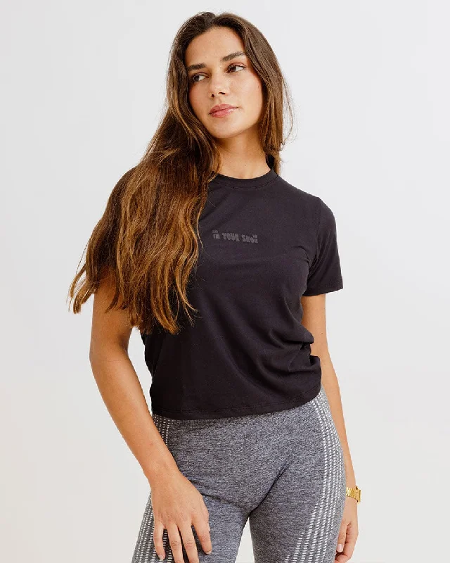 Black Basic Sports T-shirt Thin T-Shirt Open Front Quick Dry