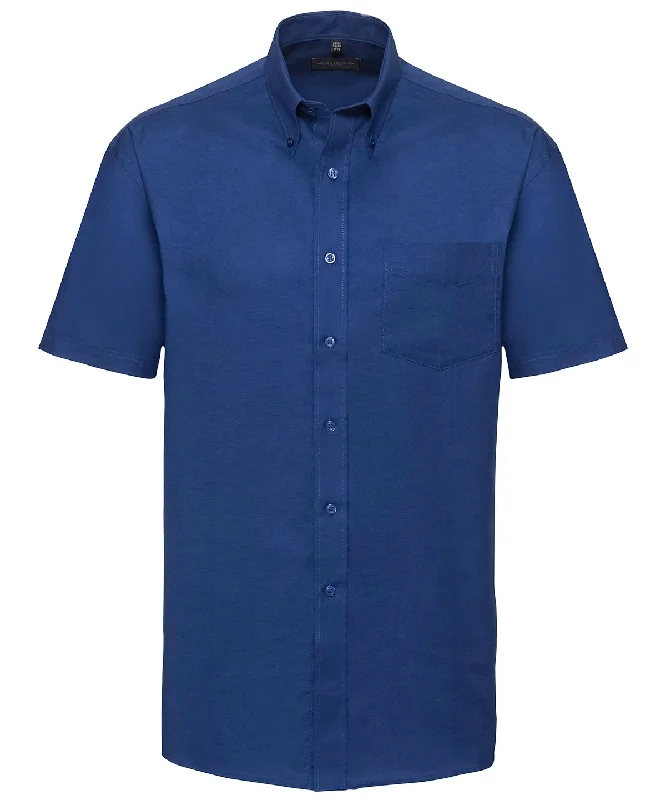 Bright Royal - Short sleeve easycare Oxford shirt Mesh Fabric Canvas Fabric Denim Fabric