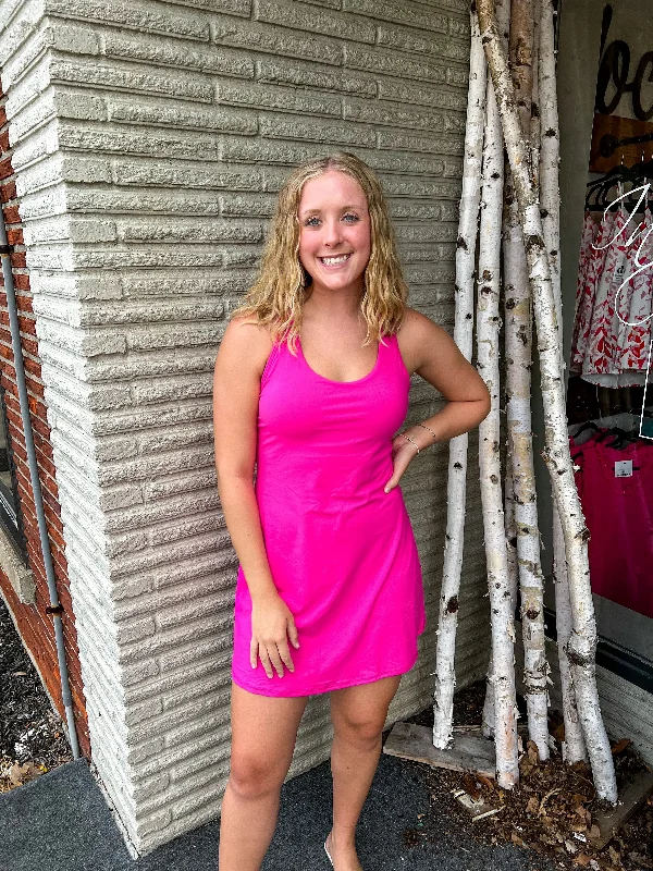"Call It Even" Sonic Pink Athletic Dress
