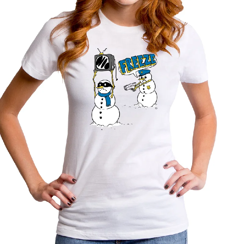 Freeze Snowman Women's T-Shirt Anti-Pilling Machine Wash Handmade