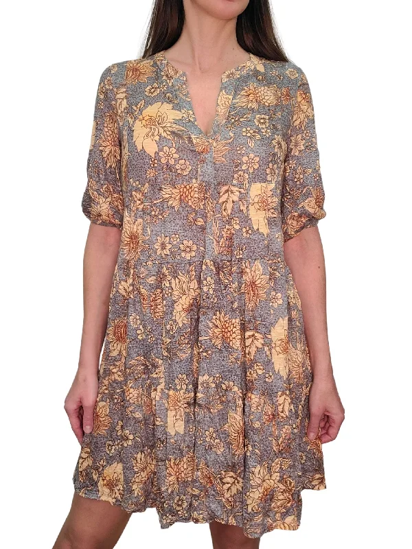 Crushed Sepia 2-Tier Dress