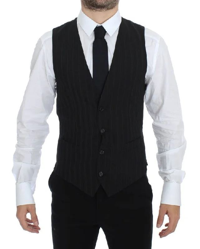 Elegant Striped Wool Dress Vest