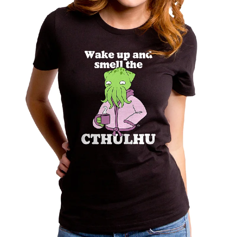 Wake Up And Smell The CTHULHU Women's T-Shirt Lace Blend Ribbed Blend Corduroy Blend