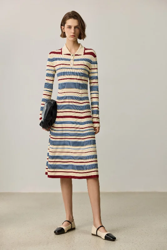 LILY Colorblock Striped Knit Dress