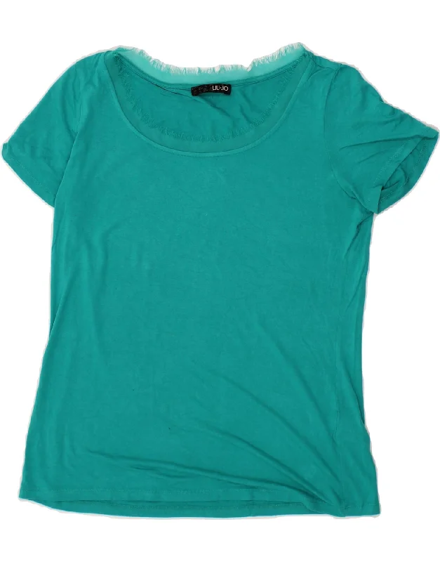 LIU JO Womens T-Shirt Top IT 46 Large Turquoise Viscose Elegant Classic Vintage