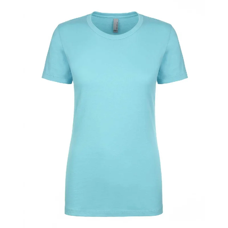 Next Level Women's Tahiti Blue Ideal Short-Sleeve Crew Tee Chenille Brocade Lace