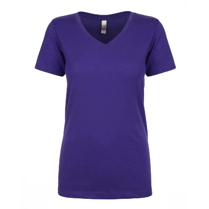 Next Level Women's Purple Rush Ideal V-Neck Tee Oversized T-Shirt Spandex breathable