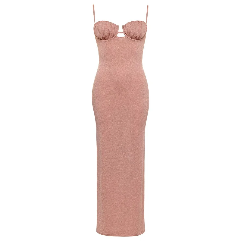 Prima Pink Sparkle Petal Long Slip Dress