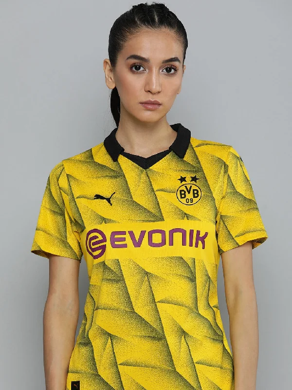 Puma Borussia Dortmund 23/24 Printed Polo Collar dryCELL Jersey T-shirt Satin Blend Silk Blend Wool Blend