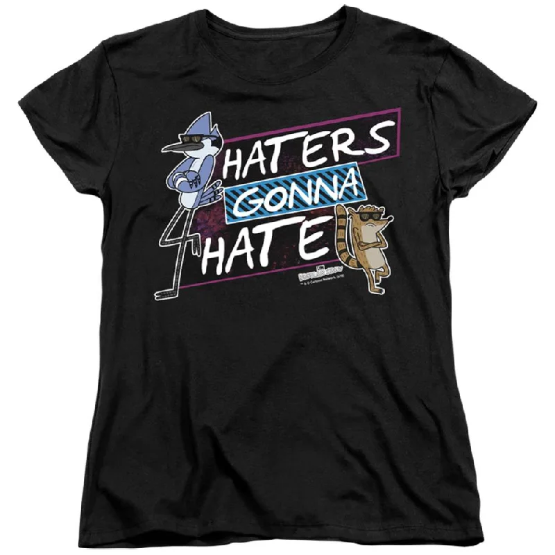 Regular Show Haters Gonna Hate Women's 18/1 Cotton Short-Sleeve T-Shirt Collared T-Shirt Boat Neck A-Line