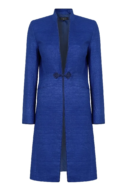 Sapphire Plain Raw Silk Dress Coat - Vicky