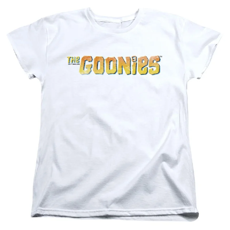 The Goonies Logo Women's 18/1 Cotton Short-Sleeve T-Shirt Front Pockets Side Pockets Patch Pockets