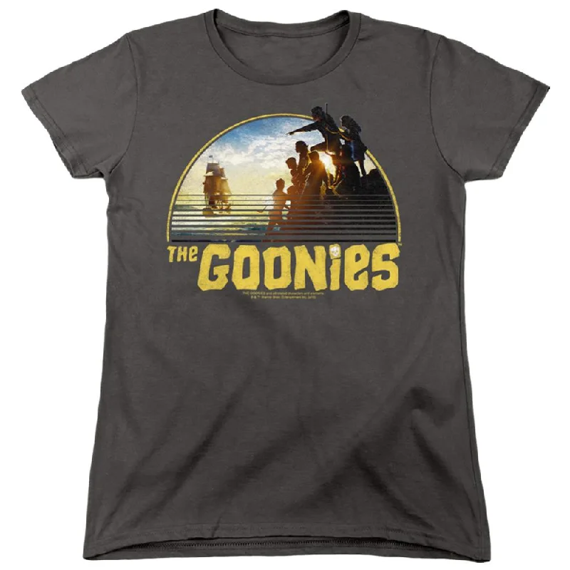 The Goonies Pirate Ship Women's 18/1 Cotton Short-Sleeve T-Shirt Striped Floral Plaid