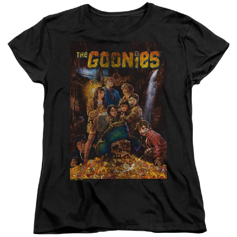 The Goonies Poster Women's 18/1 Cotton Short-Sleeve T-Shirt Lace Blend Ribbed Blend Corduroy Blend