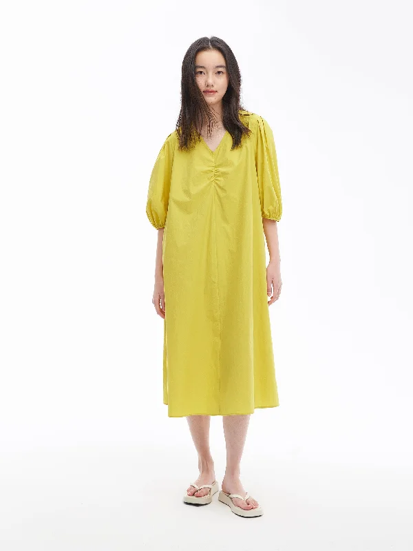 Vanilla Yellow V-Neck Dress