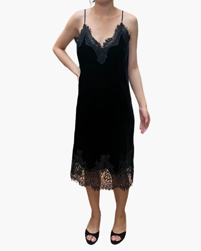 VELVET COCO LACE DRESS IN BLACK
