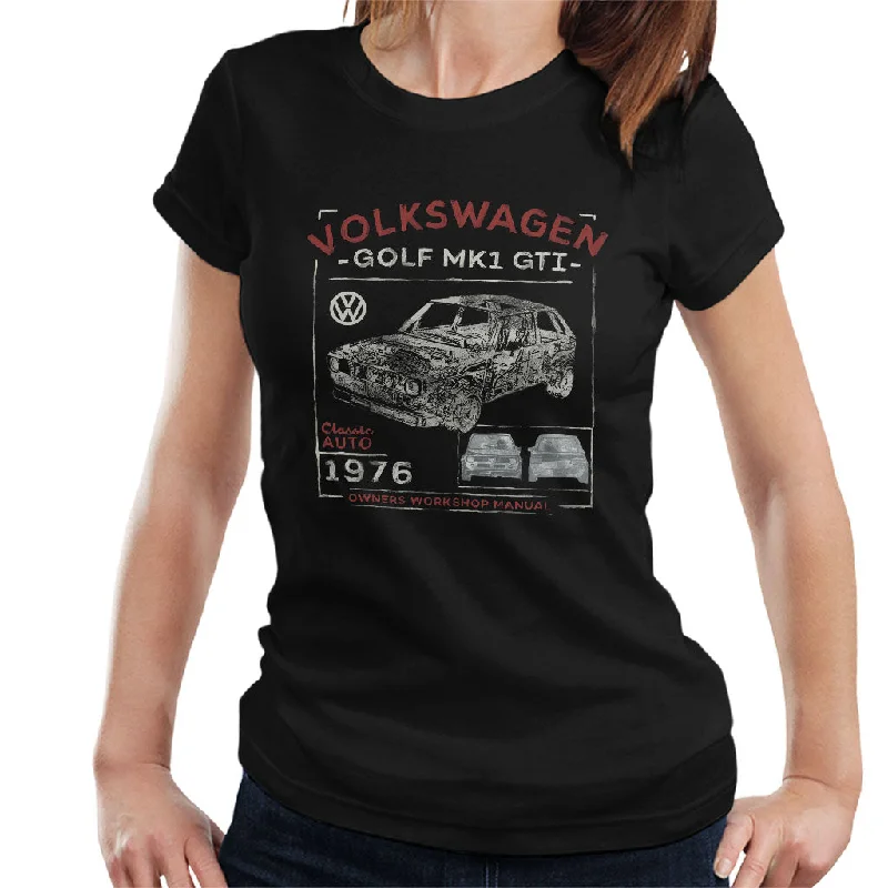 Volkswagen Golf MK1 GTI Owners Workshop Manual Women's T-Shirt Welt Pockets Slit Pockets Flap Pockets