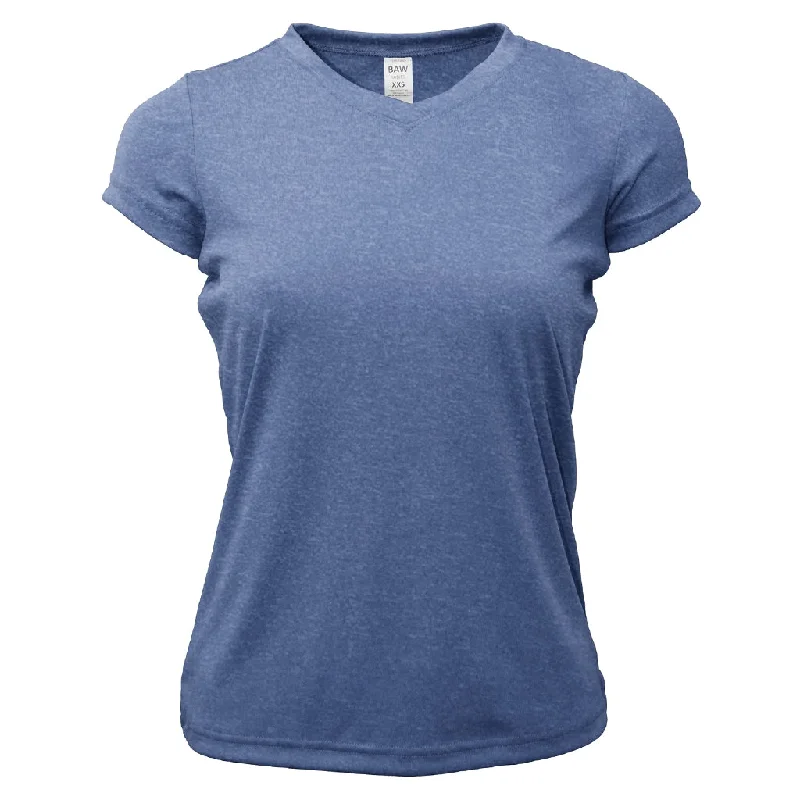 BAW Women's Heather Royal Xtreme Tek Heather T-Shirt Ribbed T-Shirt High Neck Heavyweight