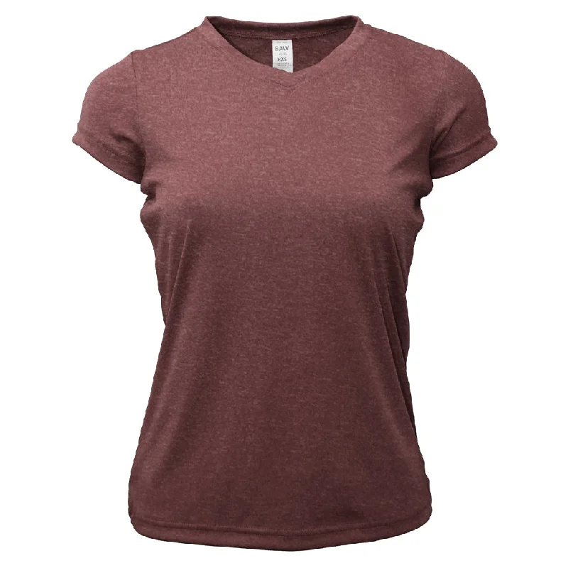 BAW Women's Heather Maroon Xtreme Tek Heather T-Shirt Elasticated Padded Insulated