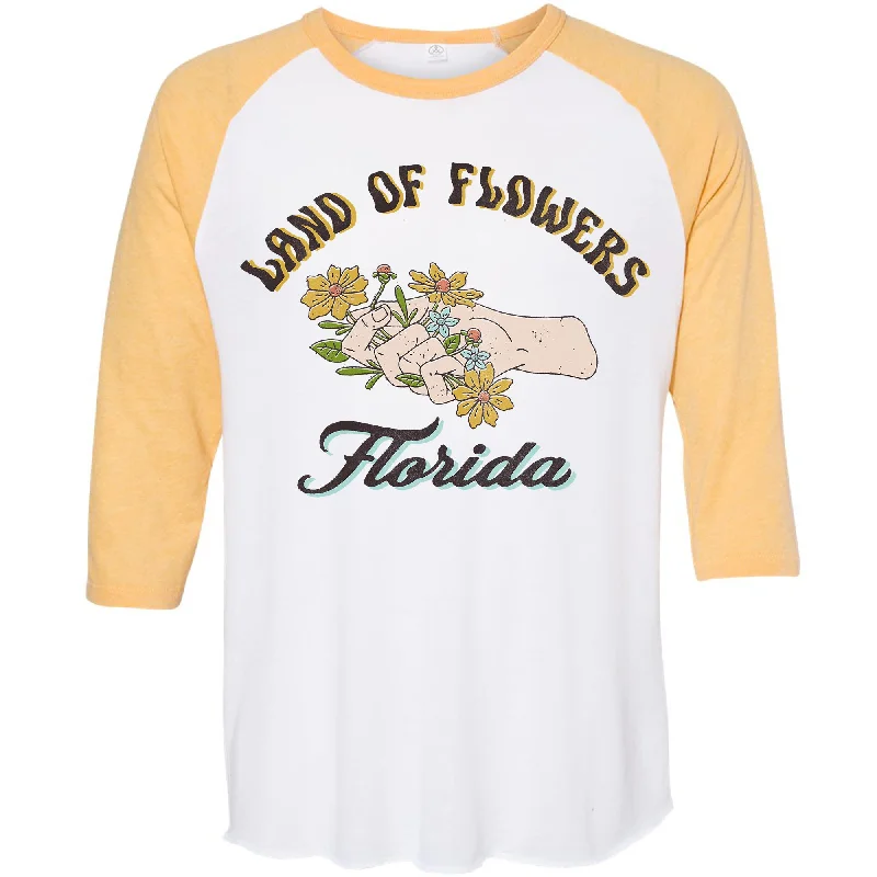 Land of Flowers Florida Baseball Tee Fitted T-Shirt Seamless Stretchy