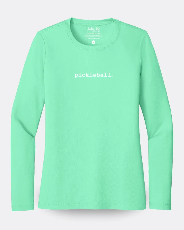 Statement Pickleball Long Sleeve T-Shirt Women's Green UPF 50 Fabric Modern Contemporary Chic