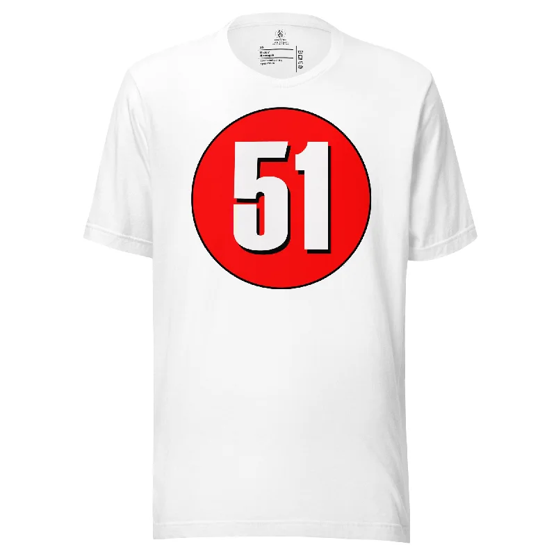 Unisex t-shirt: White on Red 51 Nylon Fabric Polyester Fabric Spandex Fabric